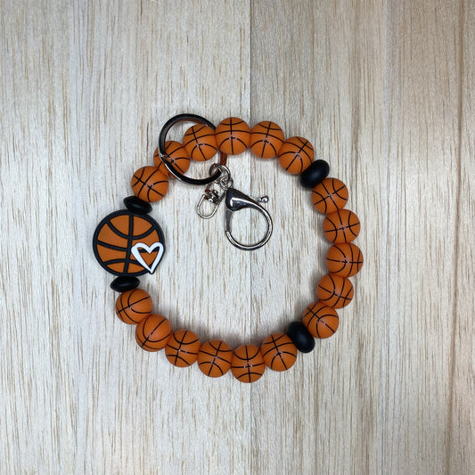 Basketball Heart Wristlet Keychain