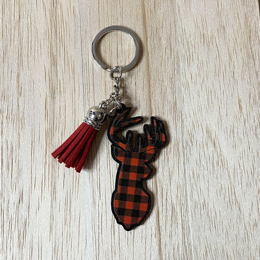 Buffalo Plaid Reindeer Keychain